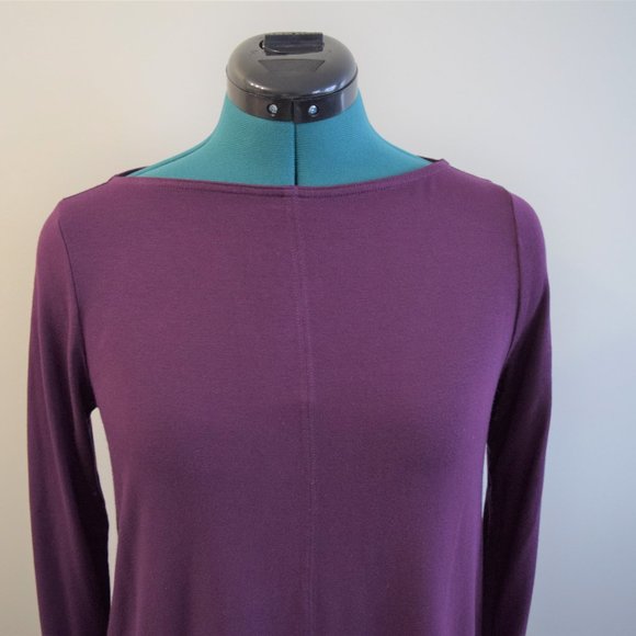Deep Purple Burgundy Wine Long Sleeve Tunic Shirt - Picture 2 of 9